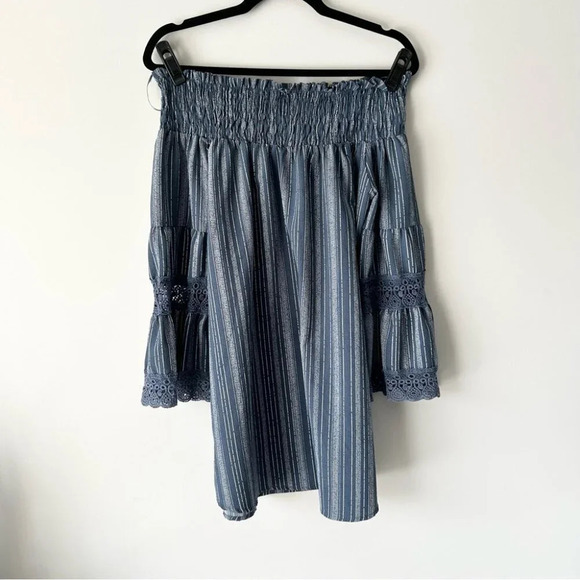 Kiwi Punch Off The Shoulder Fared Boho Tunic Top - Picture 2 of 14